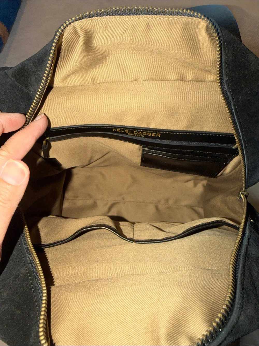 Kelsi Dagger Black Assembly Leather Backpack with Gold-Tone Lock